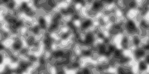 Gray Stylized Bokeh Effect Topographic Contour Scheme and Terrain on old paper. Geographic mountain terrain. Contour map background. Cartographic Weave with seamless striped patterns and wavy edges
