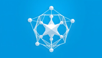 Wall Mural - 3d illustration geometric, polygon, line,triangle pattern shape with molecule structure. polygonal w