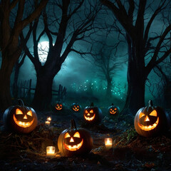 halloween background with pumpkins