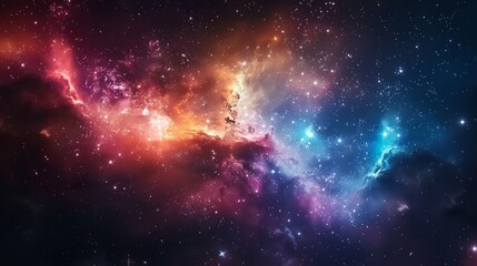 colorful galaxy featuring a nebula, star clusters, and a hint of the milky way