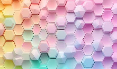 A smooth surface displaying a gradient of pastel rainbow colors in hexagonal shapes, creating a vibrant and visually appealing design