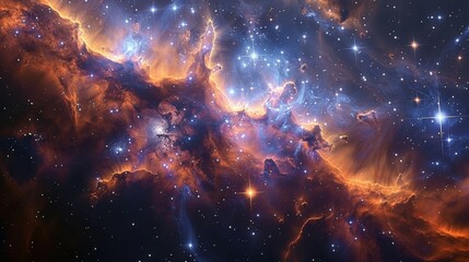 Wall Mural - majestic nebula in space, surrounded by bright stars and cosmic stardust