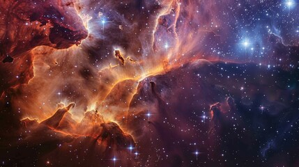 Wall Mural - majestic nebula in space, surrounded by bright stars and cosmic stardust