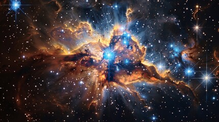 Wall Mural - majestic nebula in space, surrounded by bright stars and cosmic stardust