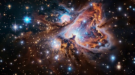 Wall Mural - majestic nebula in space, surrounded by bright stars and cosmic stardust