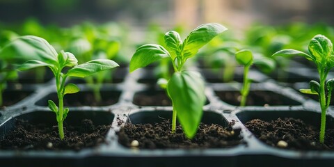 fresh basil growing 