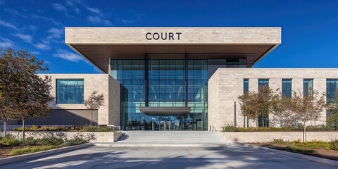 modern stone courthouse exterior with 