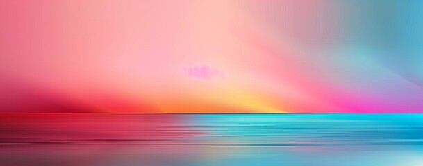 A blurred background with soft gradients and a blend of cool blue, warm reds, and pastel yellows creates an abstract gradient that evokes calmness and tranquility