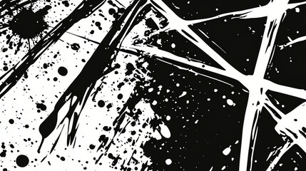 Aufkleber - Bold black and white ink splatters create an energetic abstract design, where lines intersect dramatically against a contrasting backdrop, evoking a sense of movement and chaos