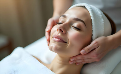 Woman Enjoying a Facial Treatment
