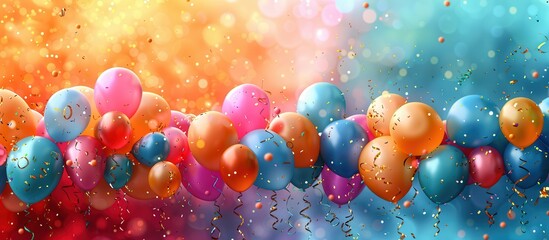 Colorful Balloons and Confetti for Celebration Background