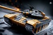 © Thanyarat - A 3D digital sculpture of a tank in motion, with every tread and metal plate meticulously designed, frozen in a dynamic combat position