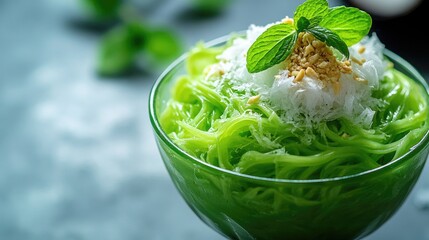 Refreshing Green Dessert with Coconut and Mint