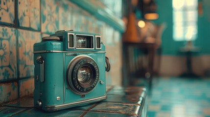 Vintage Camera Shows, vibrant colors, nostalgic styles, indoor setting, photography