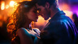 © Siasart Stock - Romantic couple sharing an intimate moment in a vibrant setting.