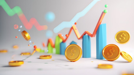 Poster - Market Trend icon stock market 3D