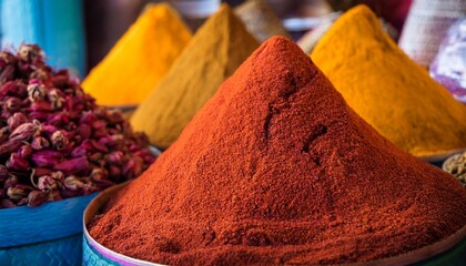 Red spice mound in market