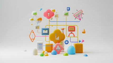 Wall Mural - Network icon business development 3D