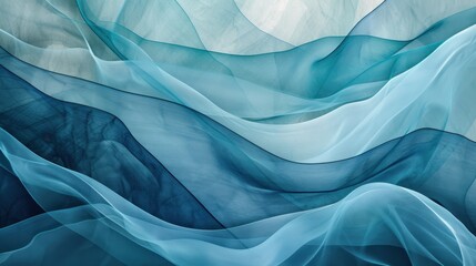 Canvas Print - Soft Flowing Waves of Blue Tones in Fabric