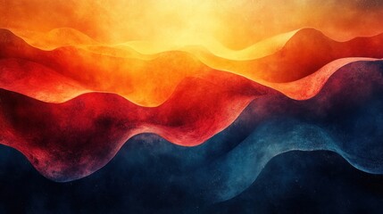 Abstract wave background with orange, red and blue colors.