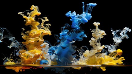 Poster - Colorful Ink Swirls in Water Photography