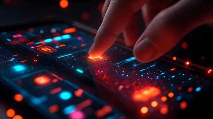 Finger Activates Futuristic Interface on a Device