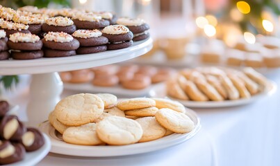 Wall Mural - Assorted homemade cookies on a decorated table for a bake sale, Generative AI