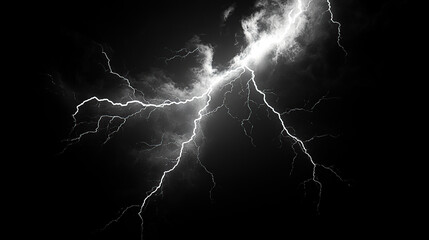 Wall Mural - white lightning on black