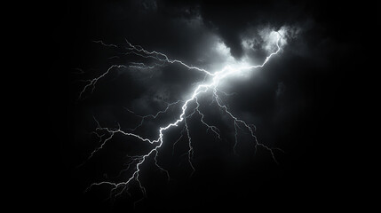 Wall Mural - White lightning on black