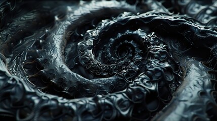 Wall Mural - abstract spiral fractal art: dark metallic texture
