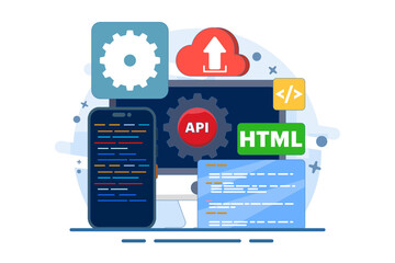 Wall Mural - application programming interface concept, api provides an interface for communication between appli