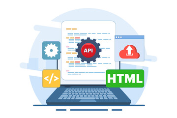 Wall Mural - application programming interface concept, api provides an interface for communication between appli