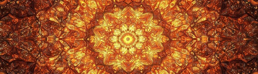 A vibrant mandala pattern featuring intricate details and warm colors, ideal for artistic and spiritual themes.