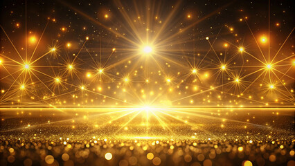 Wall Mural - Abstract dazzling explosion of golden light and sparkling texture particles creates a mesmerizing cosmic event golden background 