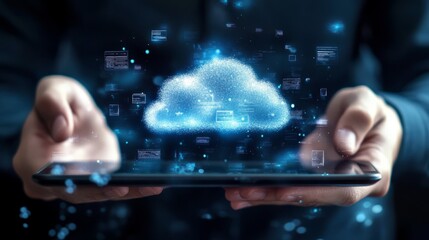 Digital technology, technical support customer service concept, cloud computing. Software engineer team using digital tablet computer, internet network, it support, data science and exchange