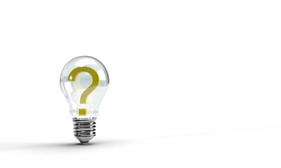 lightbulb lamp question mark symbol sign object icon white background copy space solution inspiration creativity business technology innovation design bright contemplation strategy power support 