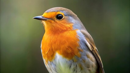 Highly detailed symmetrical illustration of a robin on isolated background