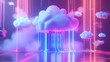 © Supriyanto - A vibrant, digital cloud scene with data streams and stylized clouds.