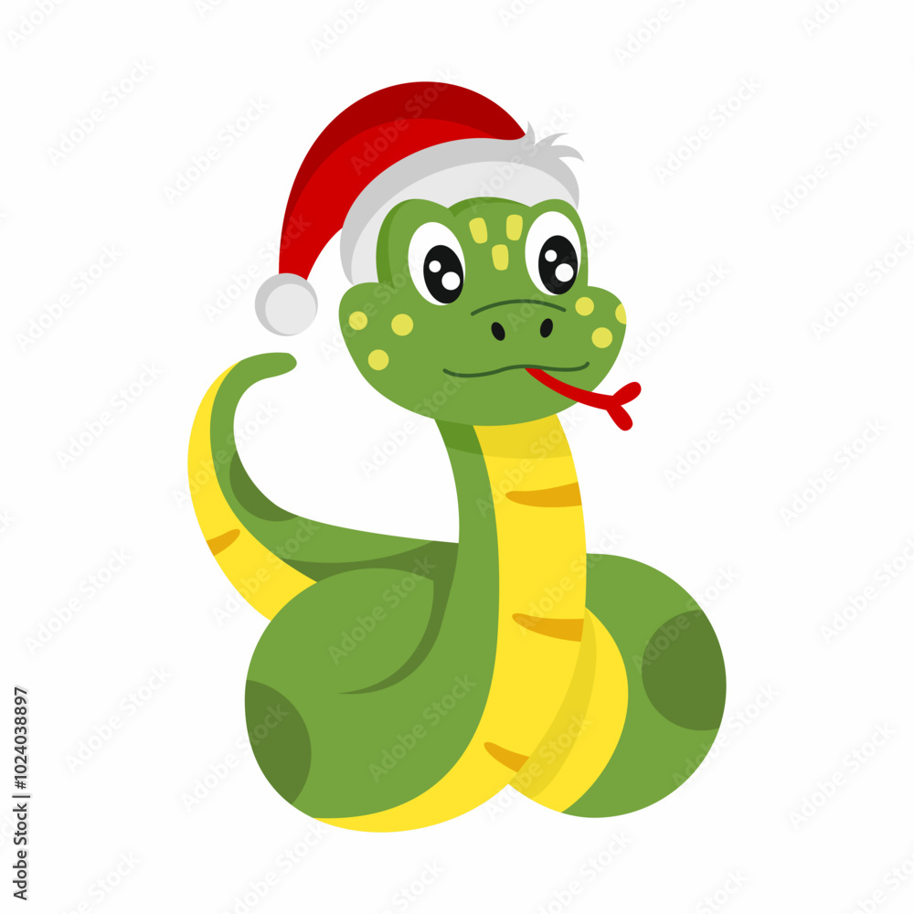 cute-snake-in-red-christmas-hat-symbol-of-new-year-2025-illustration