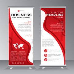 Wall Mural - business roll up banner design, corporate business roll up banner template design with red colour. d
