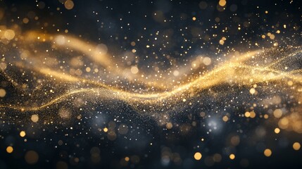 Wall Mural - golden sparkling dust swirls gracefully through the air, creating a magical and elegant effect in a 