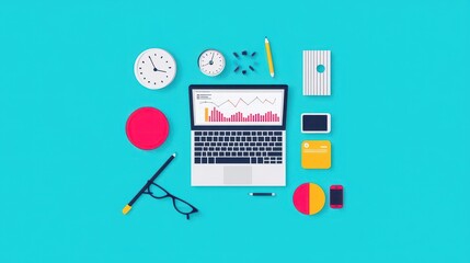SEO strategy, team analyzing website metrics, flat design illustration