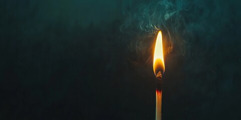 lit match, fire, copy space, solid background