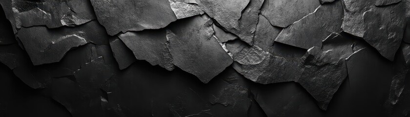Poster - Abstract Black Textured Background of Interlocking Rock Fragments