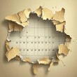 © Arti - Torn paper revealing a calendar with dates on a beige background