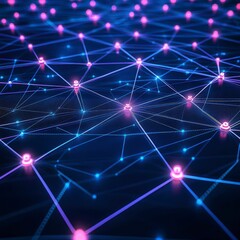 Wall Mural - digital network visualization with glowing nodes and interconnected lines