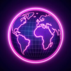 Wall Mural - digitally rendered glowing purple planet earth in low poly style