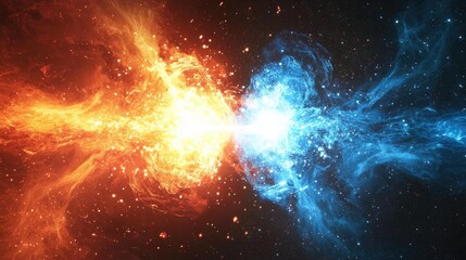 Wall Mural - matter and antimatter particules annihilating each other