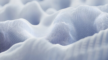 Sticker - Abstract blue and white wavy pattern, a close-up of a mesh texture.