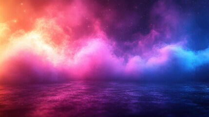 Wall Mural - Abstract background with pink, blue and orange smoke and stars.